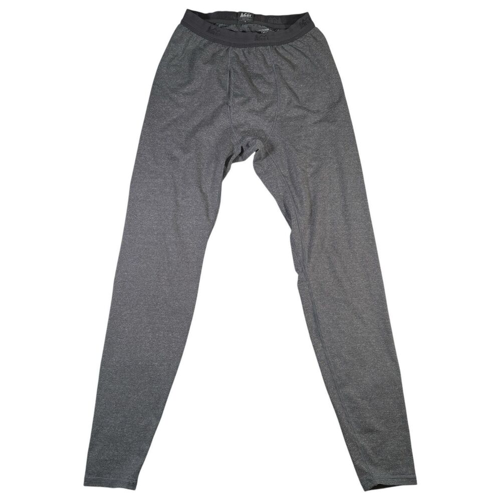 REI Pants Mens Small Base Layer Long Johns Striped Gray USA Outdoors Warm Skiing